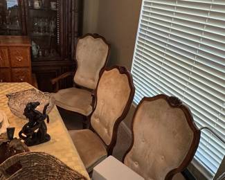 Vintage Louis XV Style Upholstered Dining Chairs (Set of 4)