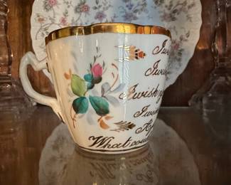 Victorian "Moustache" Mug, Hand-Decorated, c. 1880-1890
