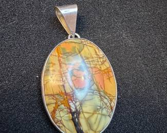 Picture Jasper and Sterling Silver Pendant