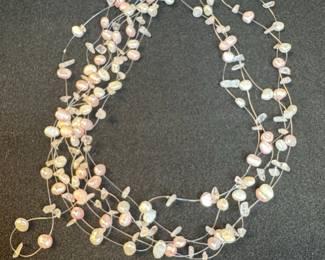 Multi-Strand Freshwater Pearl and Stone Necklace