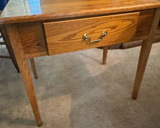 Solid Oak End Table with Drawer