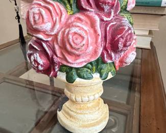 Cast Iron Rose Bouquet Door Stopper by Hubley