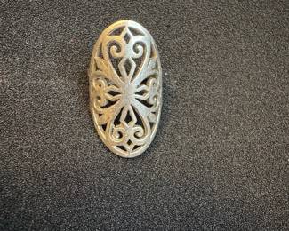 Oval Filigree Ring, Sterling Silver, Vintage Style