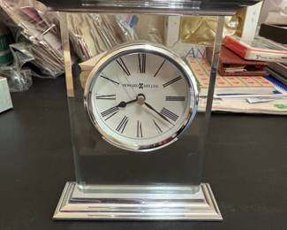 Howard Miller Flaire Crystal and Metal Mantel Clock