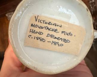 Victorian "Moustache" Mug, Hand-Decorated, c. 1880-1890