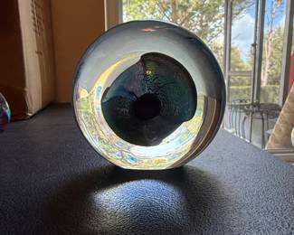 Art Glass Paperweight with Internal Vortex