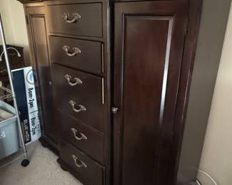 Dark Wood Louis Philippe Style Armoire Dresser Combination