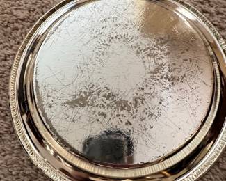 WM Rogers Silver Plated Round Tray with Rope Border