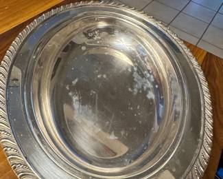 International Silver Company Silver Plated Rope Rim Oval Serving Tray