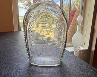  Log Cabin Syrup Bicentennial Commemorative Glass Flask