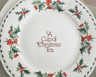 A Cup of Christmas Tea Holly and Berry Plate by Waldman House