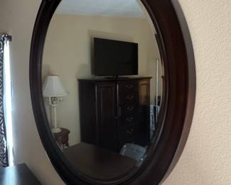 The Bombay Company Traditional Cherry Framed Oval Wall Mirror