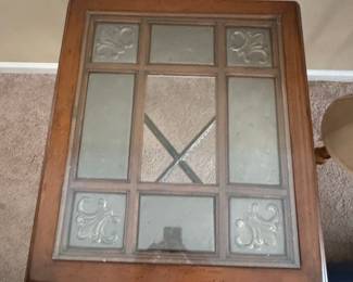 Wrought Iron and Wood Glass Top End Table