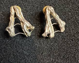 Aharon Bezalel Sterling Silver Brutalist Abstract Earrings