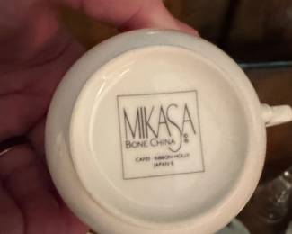 Mikasa Bone China "Ribbon Holly" Teacup and Saucer