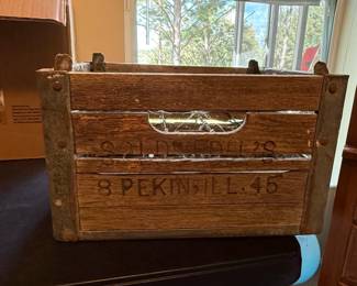 Antique Wooden Milk Crate with Stenciled Markings