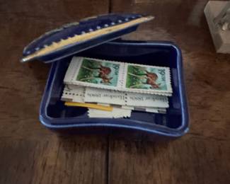 Japanese Cobalt Blue Floral Porcelain Trinket Box