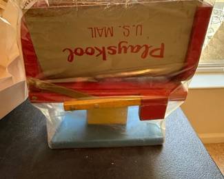 Vintage Playskool Postal Station Wooden Mailbox