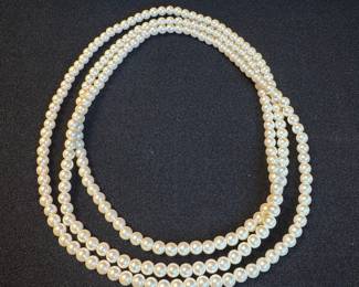 Triple Strand Faux Pearl Necklace