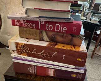 Collection of Religious and Study Books, including ESV Archaeology Study Bible