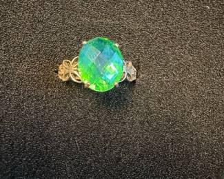 Sterling Silver Uranium Glass Ring