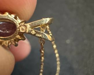 14k Yellow Gold Tanzanite and Diamond Halo Pendant Necklace