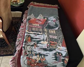 Dickens' Village Christmas Scene Woven Throw Blanket