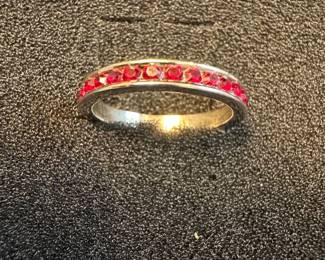 Sterling Silver Channel Set Ruby Eternity Band