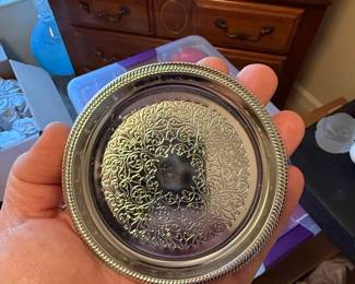 Ornate SilverPlated Serving Tray with Rope Border