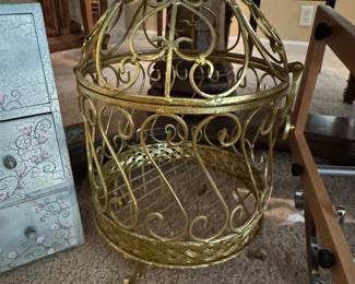 Ornate Gilded Metal Decorative Bird Cage