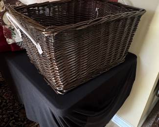 Wicker Storage Basket with Fabric Handles