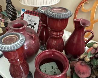 Red Glazed Ceramic Decorative Set