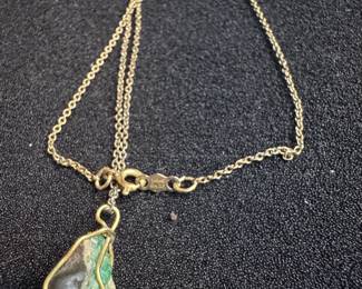 Speidel 10K GF Necklace with Raw Emerald Pendant