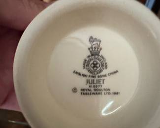 Royal Doulton "Juliet" Teacup and Saucer Set