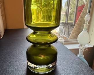 MidCentury Modern Green Glass Vase by Tamara Aladin for Riihimen Lasi Oy