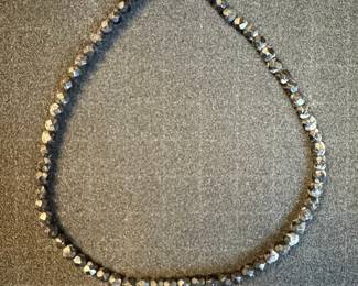 Faceted Hematite Beaded Necklace with Gold-Tone Clasp