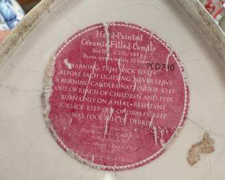 Hand-Painted Ceramic Heart-Shaped Candle Holder with Roses and Chocolate Inscription