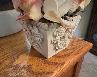 Vintage Capodimonte Style Floral Arrangement in Embossed Pot