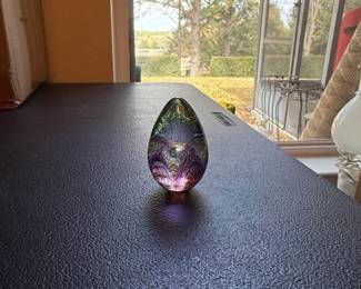 Mount Saint Helens Art Glass Egg Paperweight