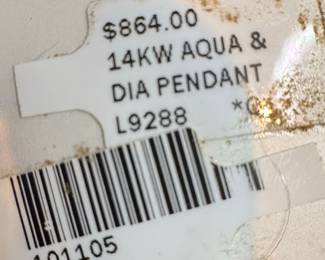 14k White Gold Aquamarine and Diamond Pendant