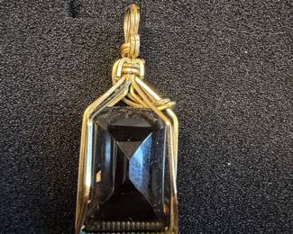 Wire-Wrapped Rectangular Smoky Quartz Pendant