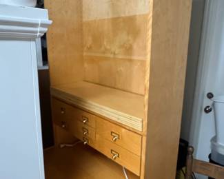 MidCentury Modern Maple and Birch Bookcase with Drawers by Thomasville