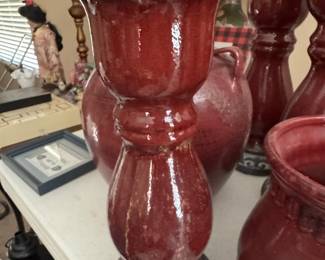 Red Glazed Ceramic Decorative Set