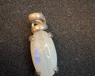Sterling Silver and Rainbow Moonstone Pendant