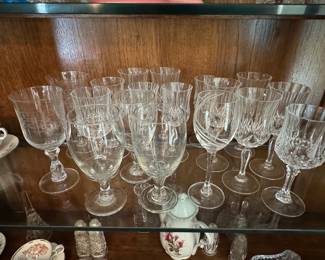 Set of 10 Josair Napoleon Pattern Cut Crystal Wine Glasses
