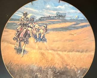 Charles M. Russell When Wagon Trails Were Dim Collector Plate second image
