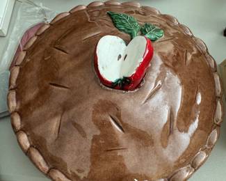 Vintage Ceramic Apple Pie Dish with Apple Lid