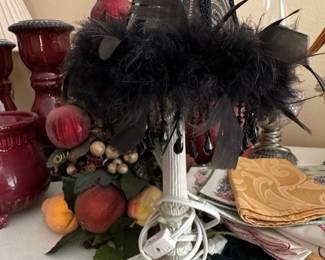 Gothic Revival Feathered Boudoir Lamp