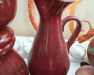 Red Glazed Ceramic Decorative Set