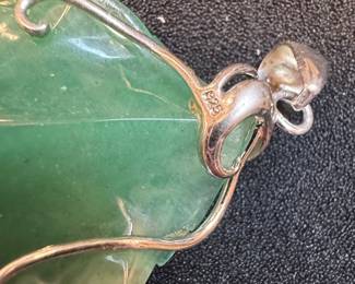 Sterling Silver Aventurine Leaf Pendant with Mixed Gemstones